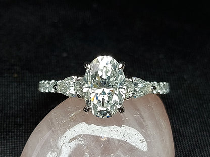 1.5 Ct Oval Diamond, Moissanite Engagement Ring
