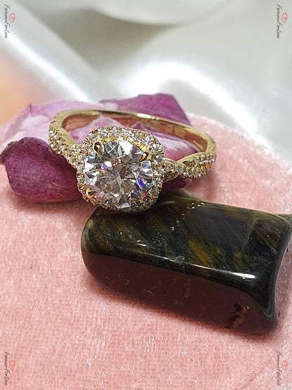 Cushion Diamond, Moissanite Halo Engagement Ring