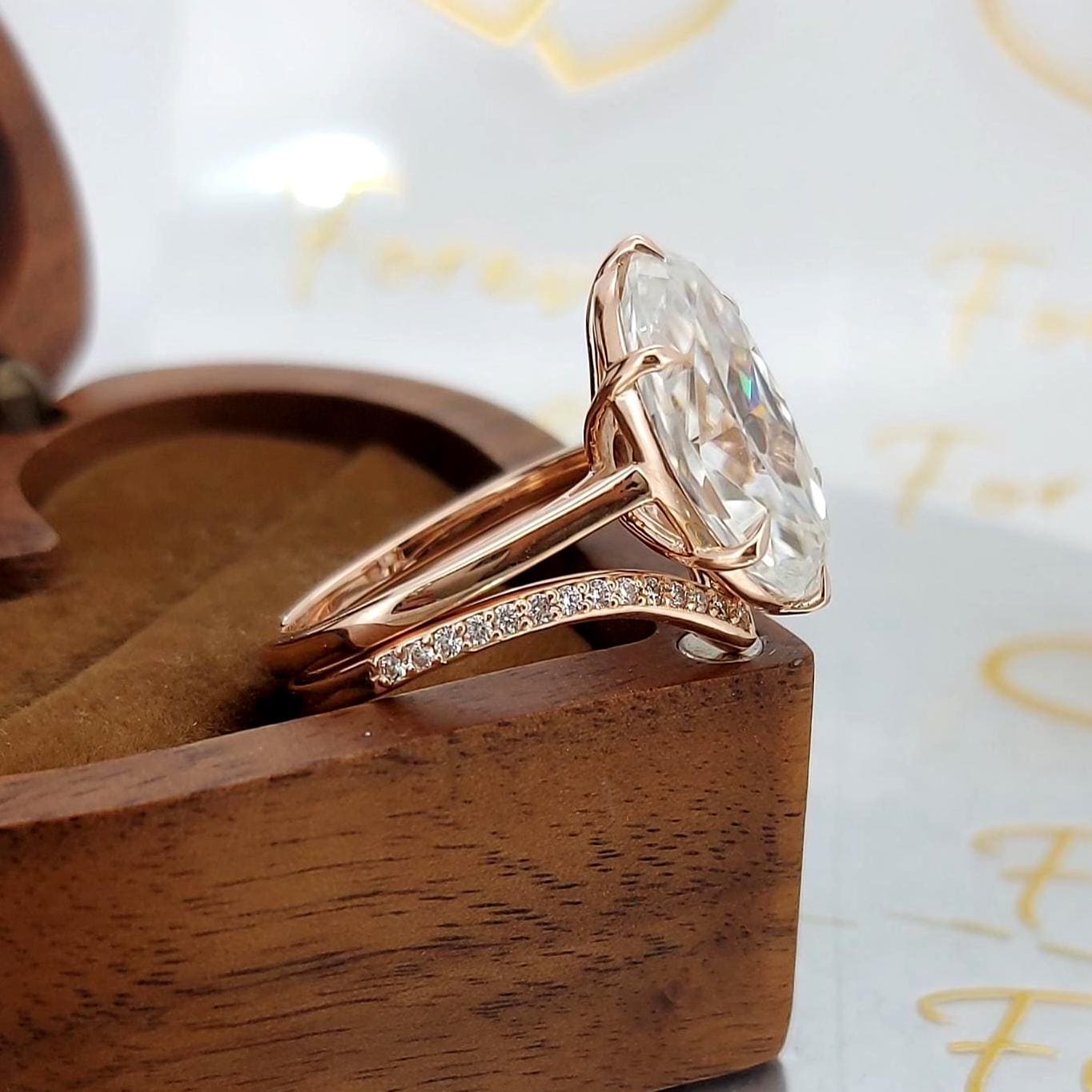 6.5 Ct Oval Moissanite Wedding Band