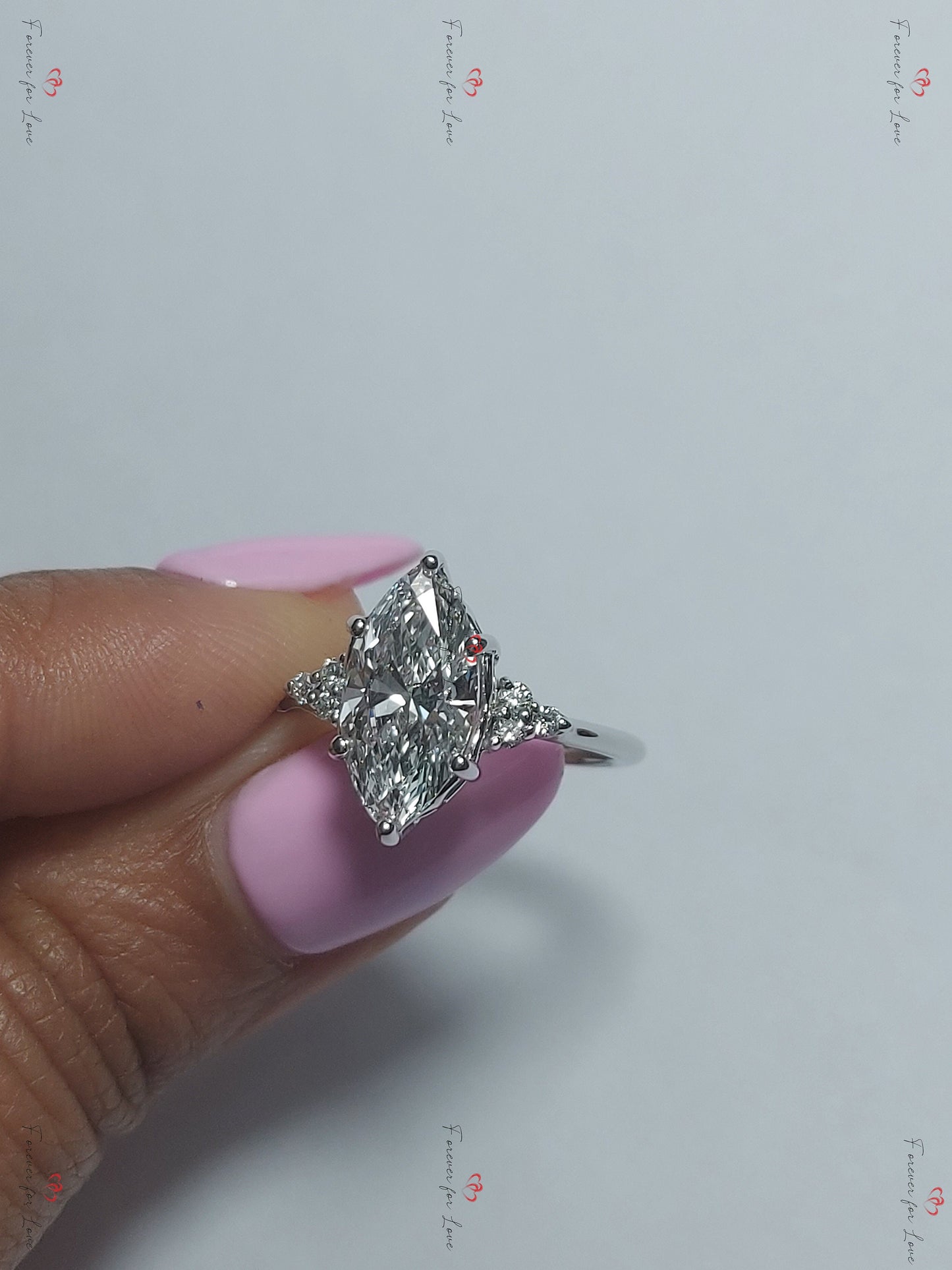 2 Ct IGI Certified Marquise Lab Diamond Engagement Ring Marquise cut 1Ct Moissanite Brilliant Cut engagement ring in 935 Argentium Silver — custom handcrafted by Forever For Love