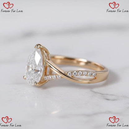 4.5 Ct IGI Certified Pear Lab Diamond Engagement Ring