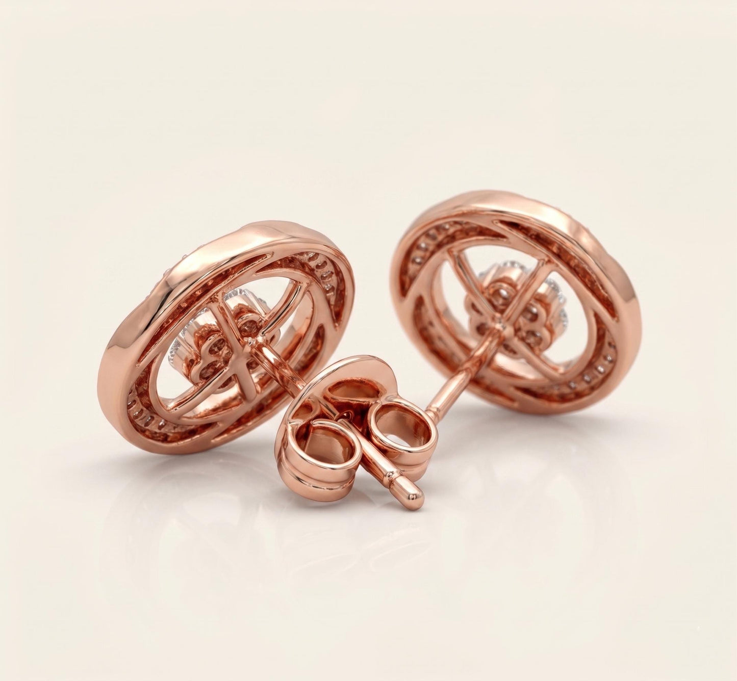14k Gold Ohrstecker mit runden Diamanten, Labordiamant-Ohrstecker, im Labor gezüchtete Diamanten, Ohrstecker aus massivem Roségold, perfektes Geschenk Moissanite engagement ring in Gold or Platinum — custom handcrafted by Forever For Love