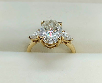 Oval Moissanite Three Stone Engagement Ring