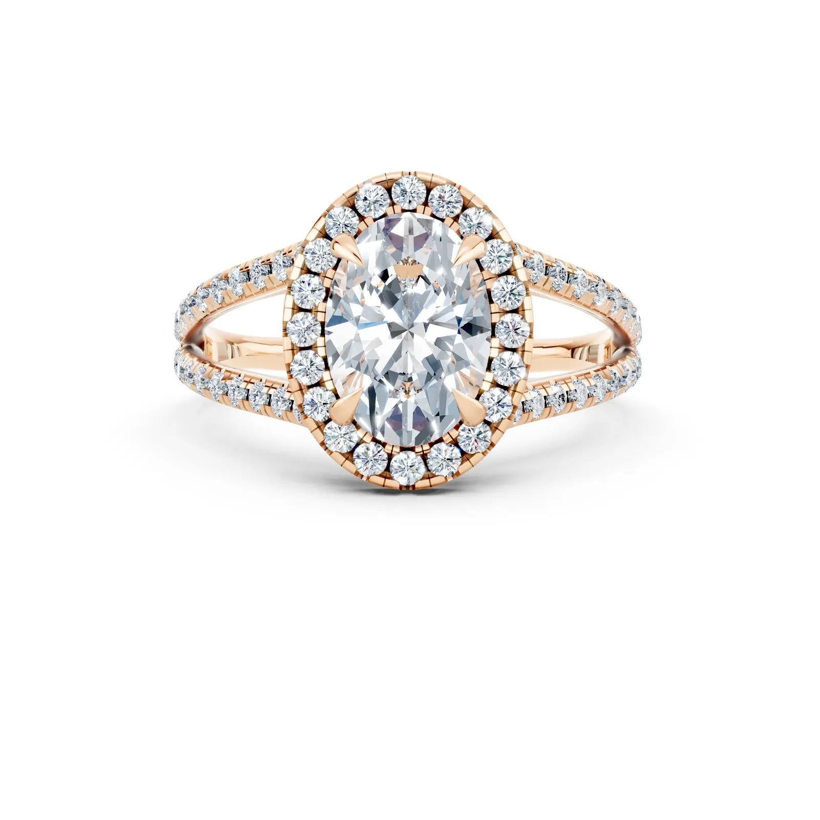 Oval Fancy Halo Ring with Split Pave Band Forever For Love