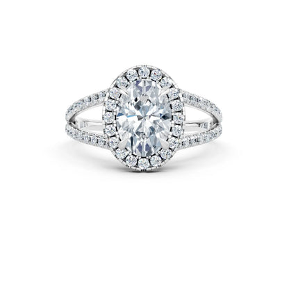Oval Fancy Halo Ring with Split Pave Band Forever For Love
