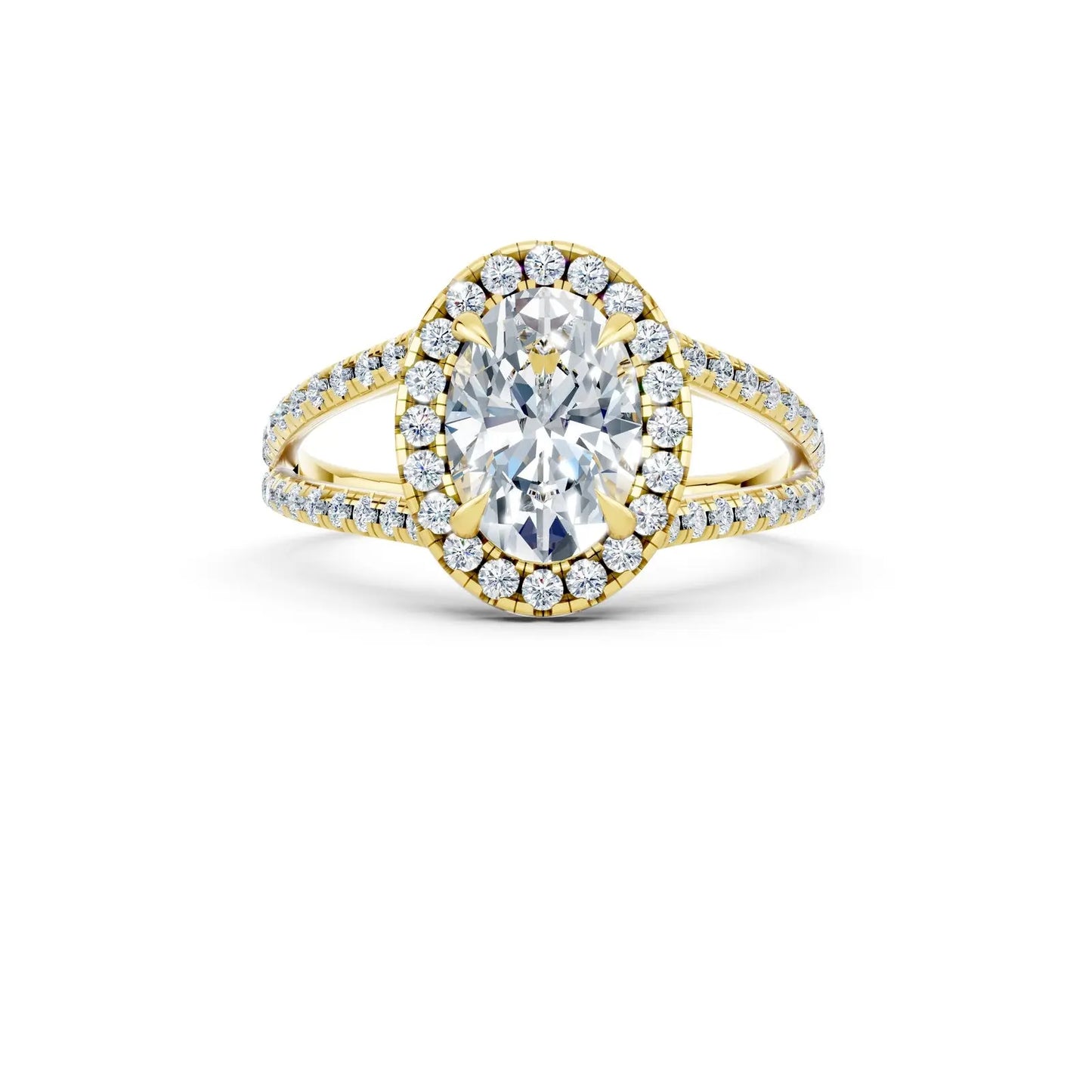 Oval Fancy Halo Ring with Split Pave Band Forever For Love