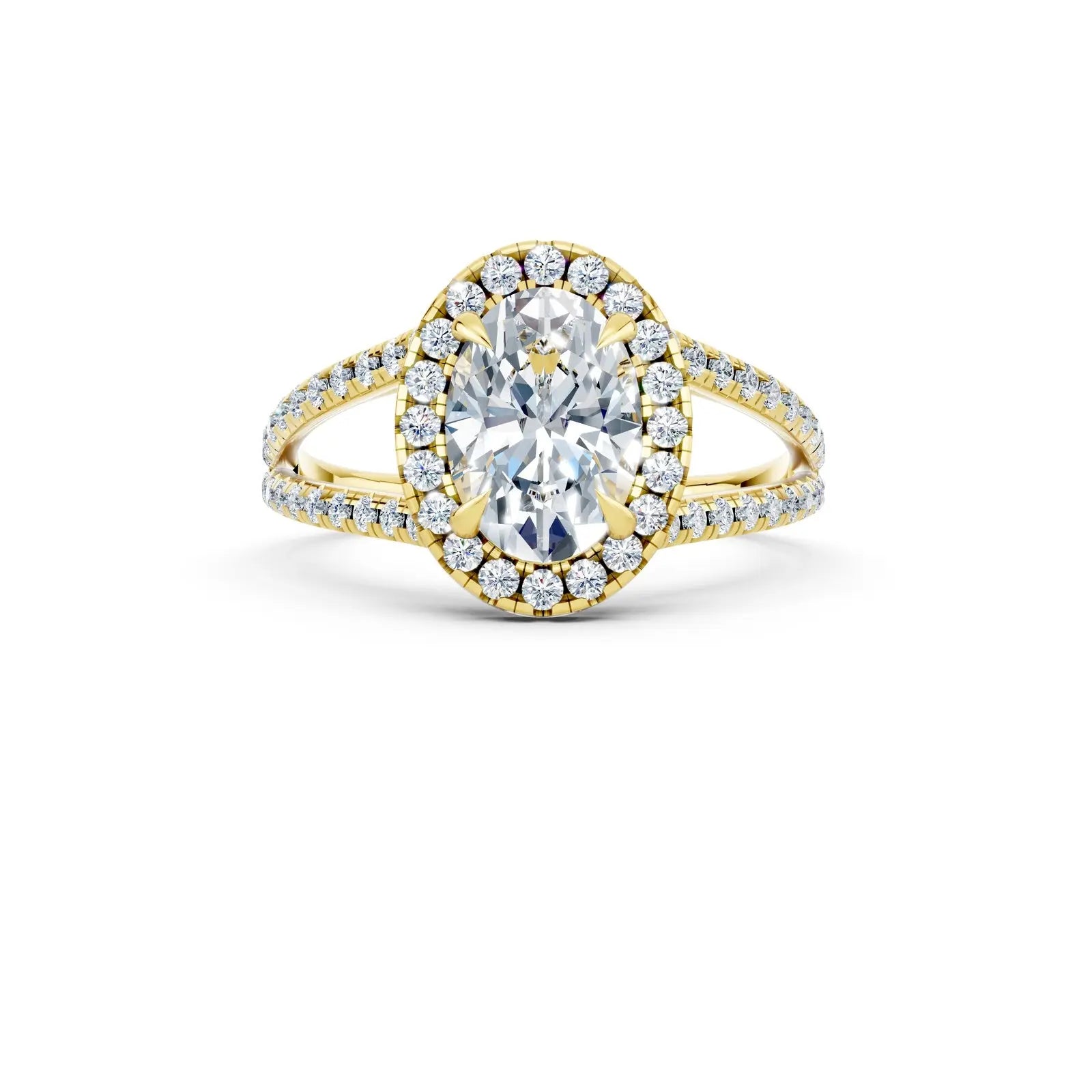 Oval Fancy Halo Ring with Split Pave Band Forever For Love