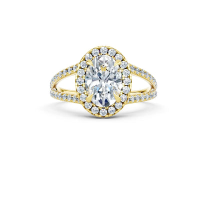 Oval Fancy Halo Ring with Split Pave Band Forever For Love