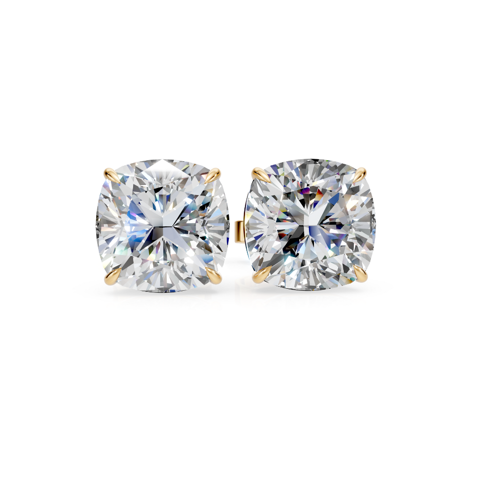 Clous d'oreilles carrés en diamant taille coussin Moissanite engagement ring in Gold or Platinum — custom handcrafted by Forever For Love