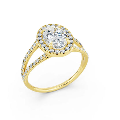 Oval Fancy Halo Ring with Split Pave Band Forever For Love