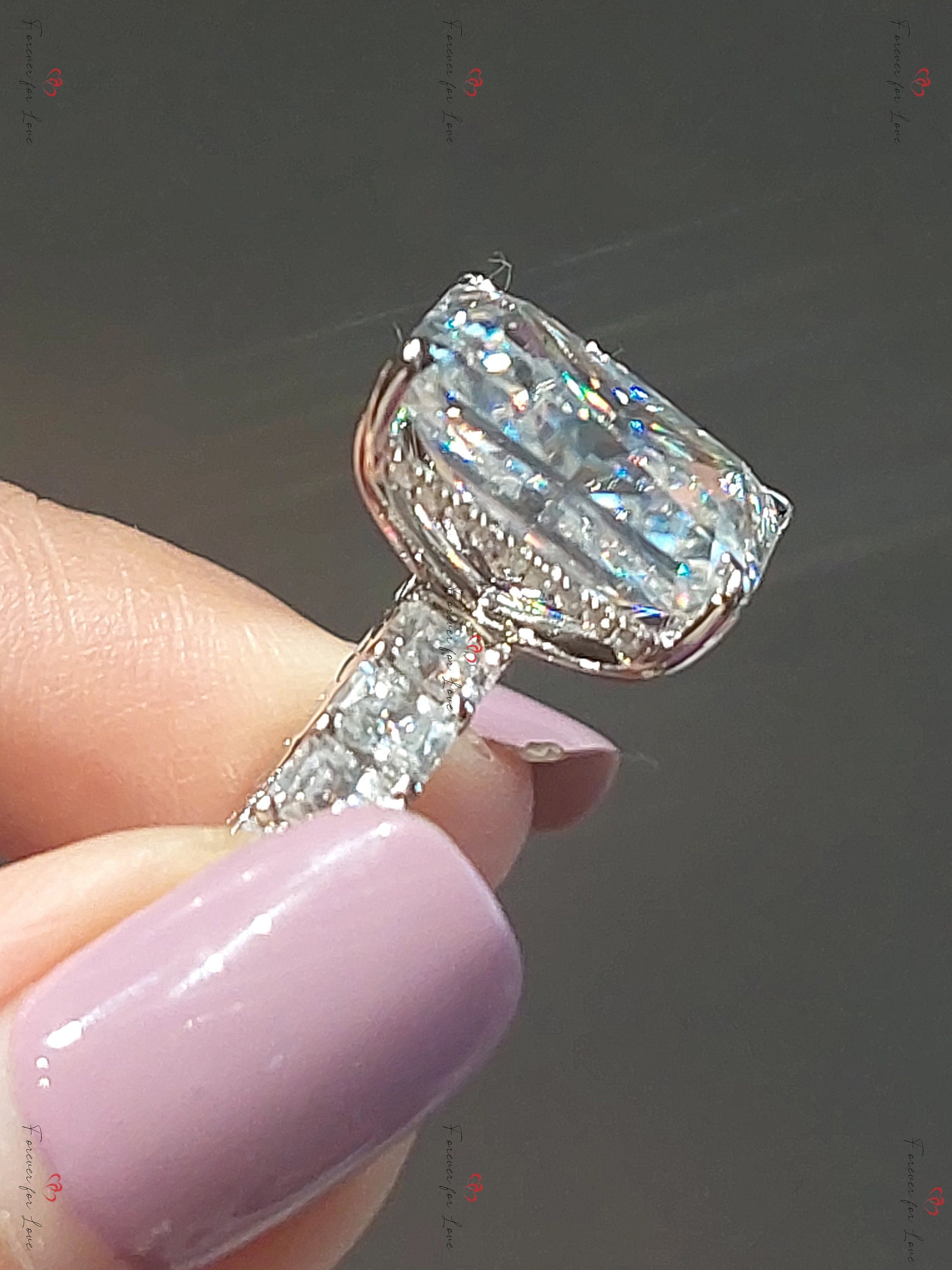 10 Ct Radiant Moissanite Solitaire Engagement Ring