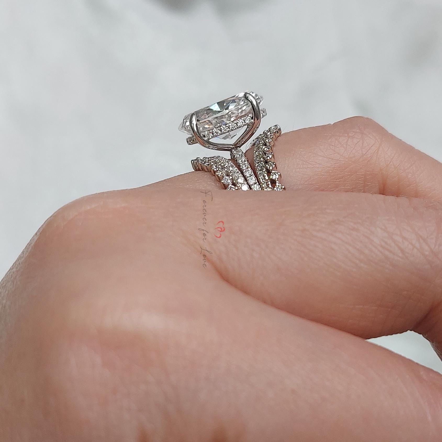 6 Ct Oval Diamond Hidden Halo Engagement Ring