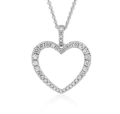 14k Massives Weißgold, blendender Diamant-Herzanhänger (Labor-Diamanten), Valentinstags-Charm / Vintage Zierlicher Herzanhänger, perfektes Geschenk für sie