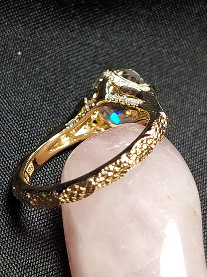 Old Mine Moissanite Solitaire Engagement Ring