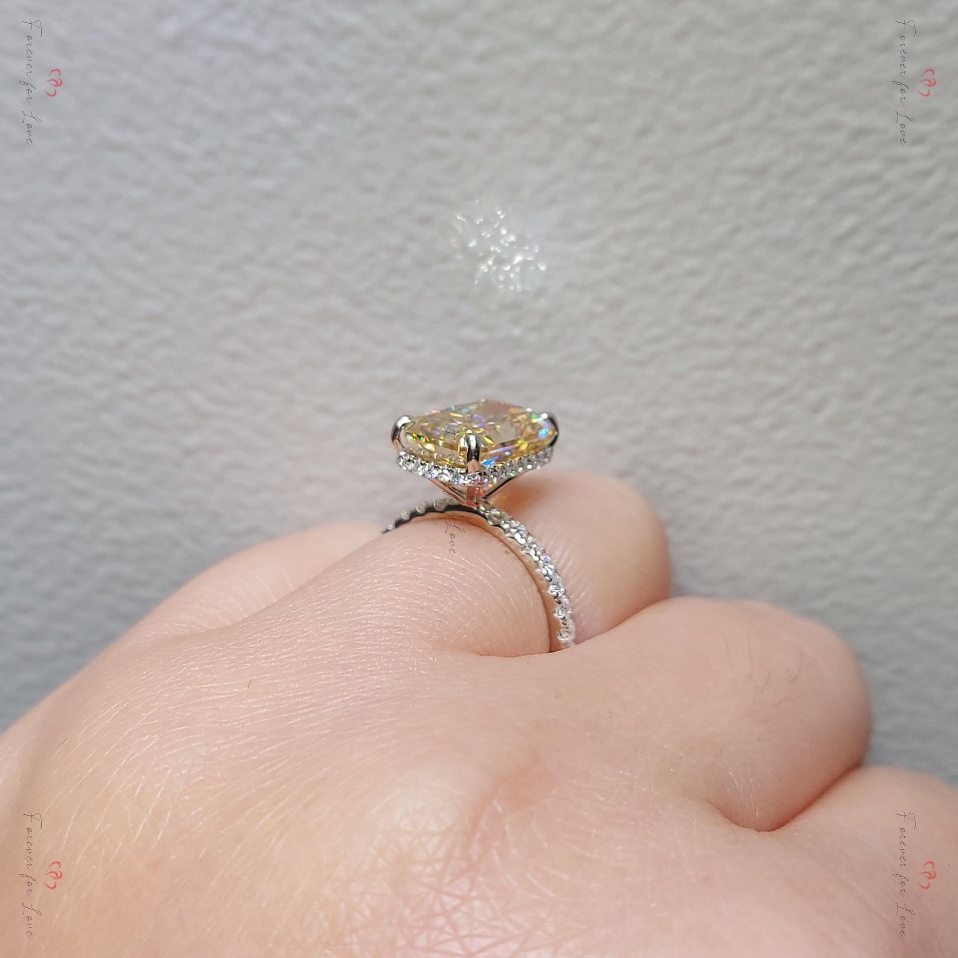 4 Ct Radiant Yellow Moissanite Engagement Ring