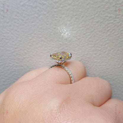 4 Ct Radiant Yellow Moissanite Engagement Ring