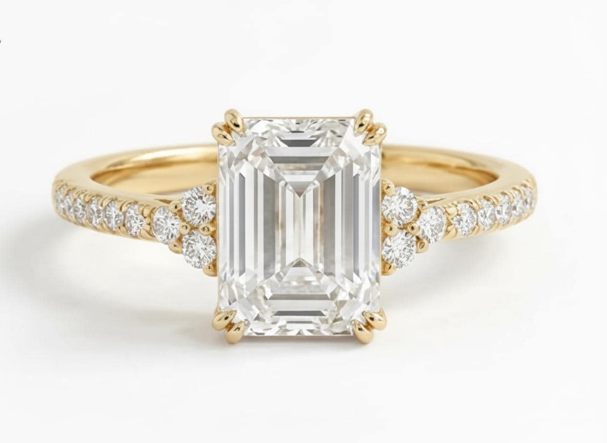 3 Ct IGI Certified Emerald Lab Diamond Engagement Ring