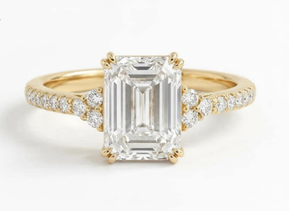 3 Ct IGI Certified Emerald Lab Diamond Engagement Ring
