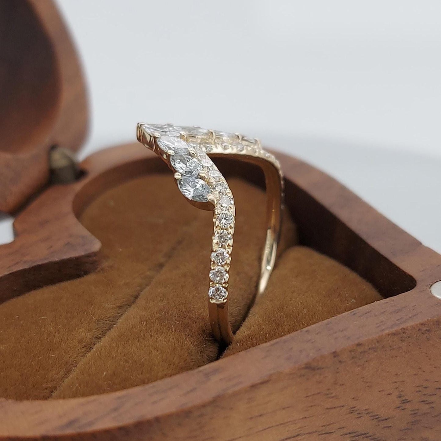 Marquise Lab Diamond Stacking Ring Marquise cut Moissanite Brilliant Cut engagement ring in 935 Argentium Silver — custom handcrafted by Forever For Love