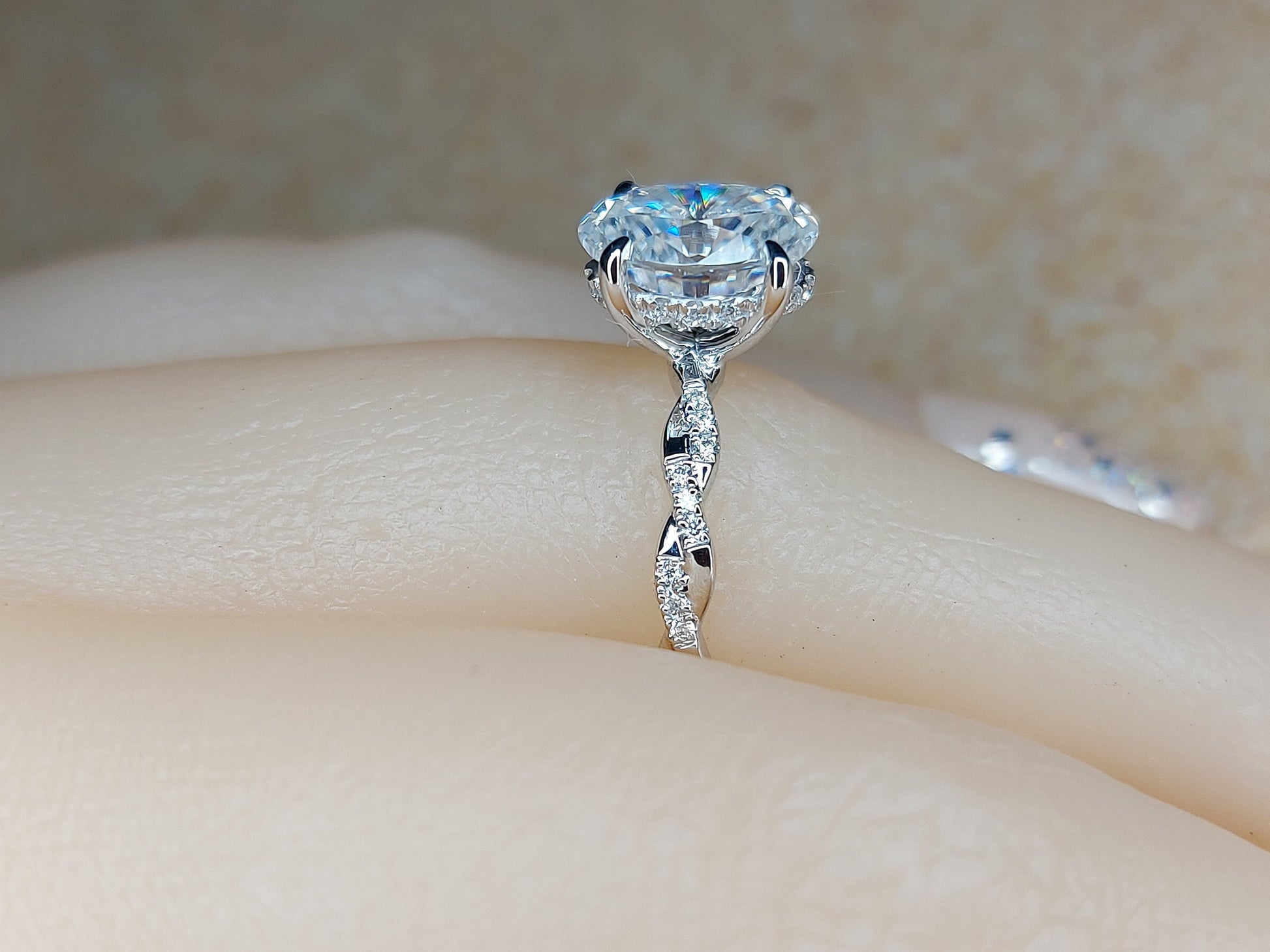 2 Ct Oval Diamond, Moissanite Engagement Ring