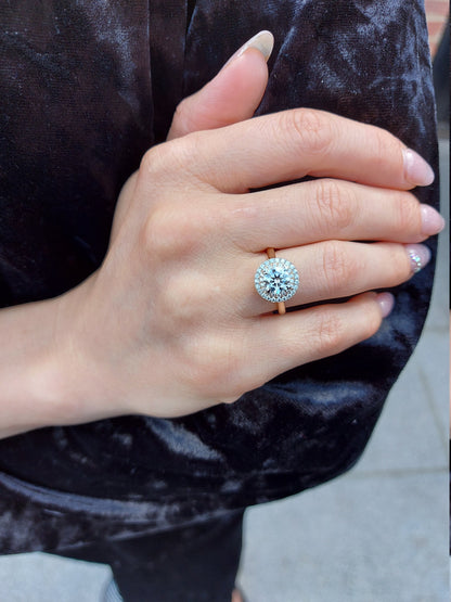 Round Moissanite Halo Engagement Ring