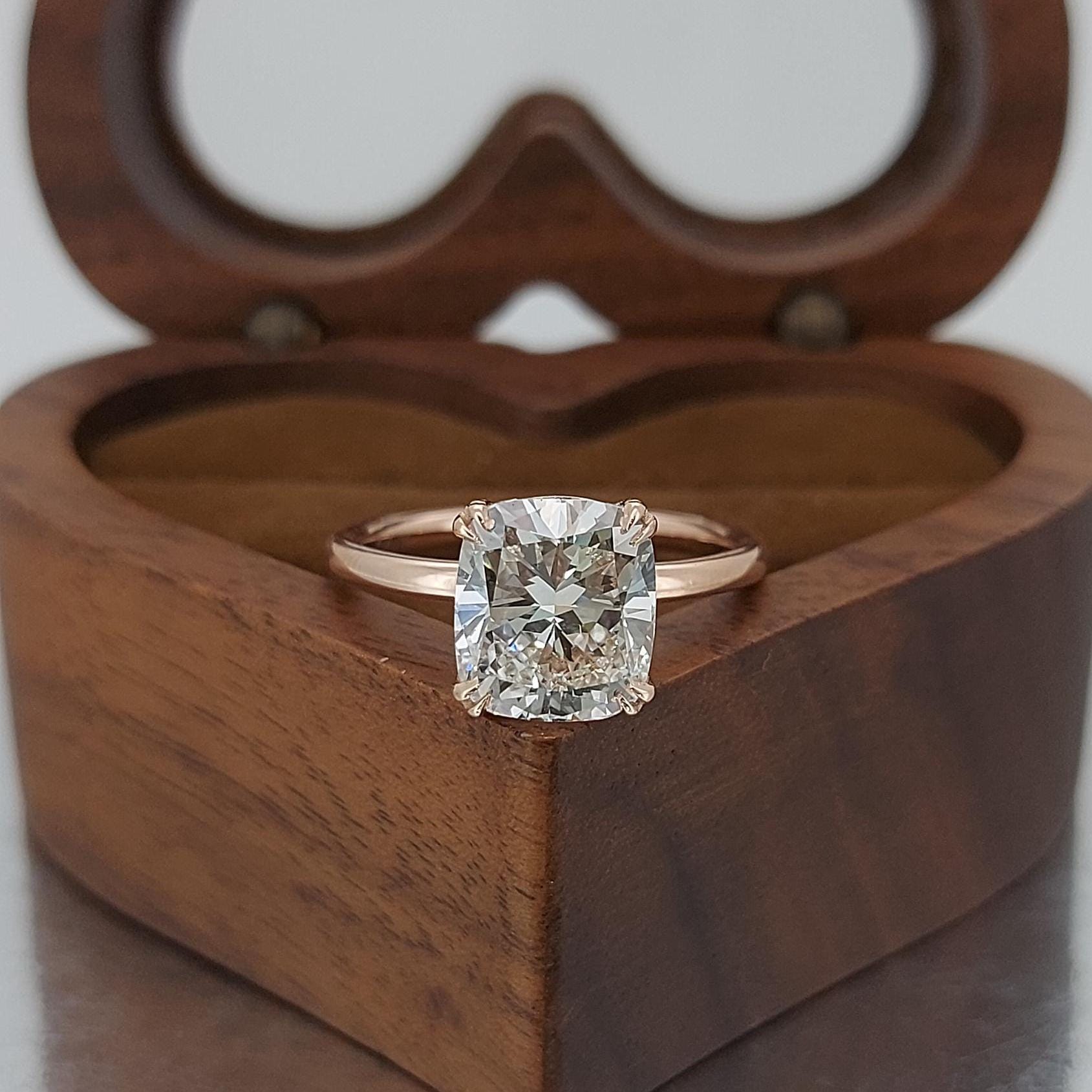 3 Ct IGI Certified Cushion Lab Diamond Engagement Ring
