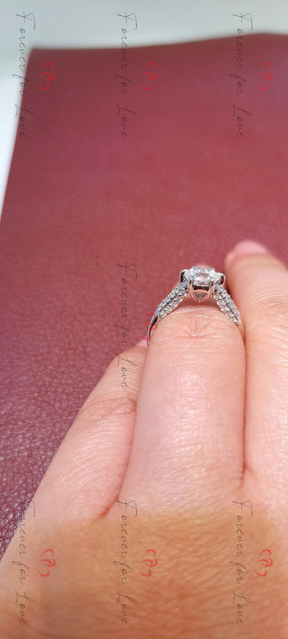 1 Ct Round Natural Diamond Solitaire Engagement Ring