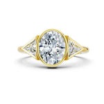 Bezel Setting Three Stones Oval Engagement Ring Forever For Love
