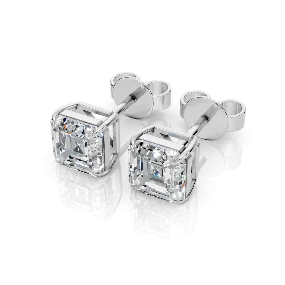 Asscher Cut Diamond Stud Earrings Forever For Love