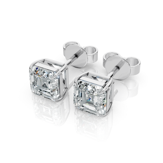 Asscher Cut Diamond Stud Earrings Forever For Love