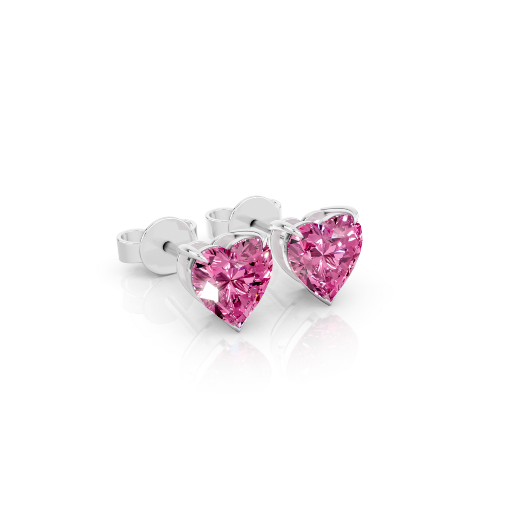Heart Shape Color Diamond Stud Earrings Forever For Love