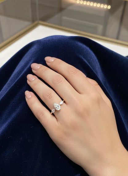 1.8 Ct IGI Certified Pear Lab Diamond Three Stone Engagement Ring