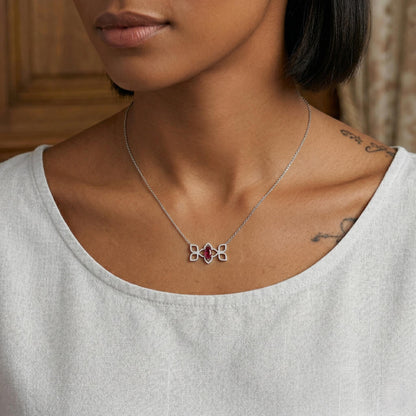 1 Karat Marquise-Rubin-Halskette, Diamant-Halo-Halskette, geometrische Pavé-Halskette, im Labor gezüchteter Diamantschmuck, zierliche Halskette, perfektes Geschenk