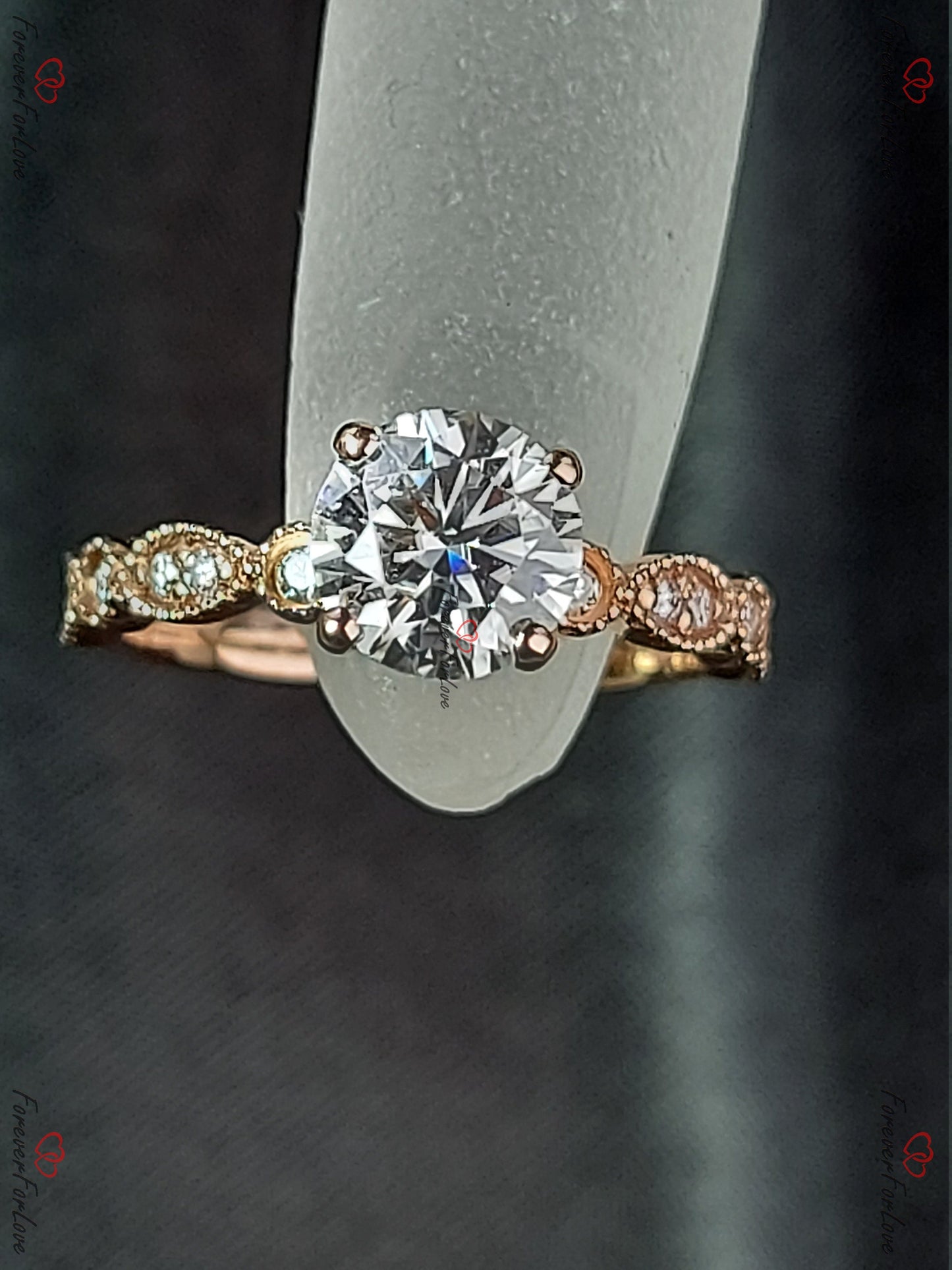 1 Karat IGI-zertifizierter Marquise-Art-déco-Ring mit Labor-Diamant Marquise cut Moissanite engagement ring in 935 Argentium Silber — custom handcrafted by Forever For Love