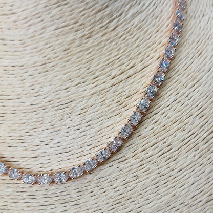 Collier tennis en diamants ovales, 18 pouces 32 carats, en or 14 carats, diamants de synthèse, magnifiques diamants blancs