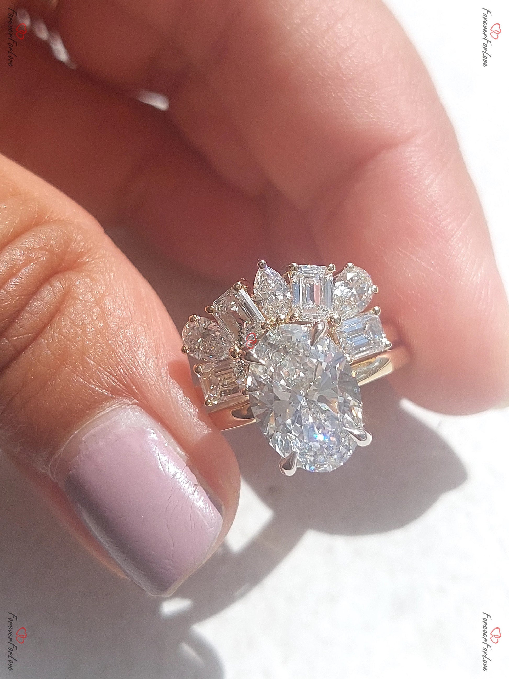 3 Ct IGI Certified Oval Lab Diamond Hidden Halo Engagement Ring