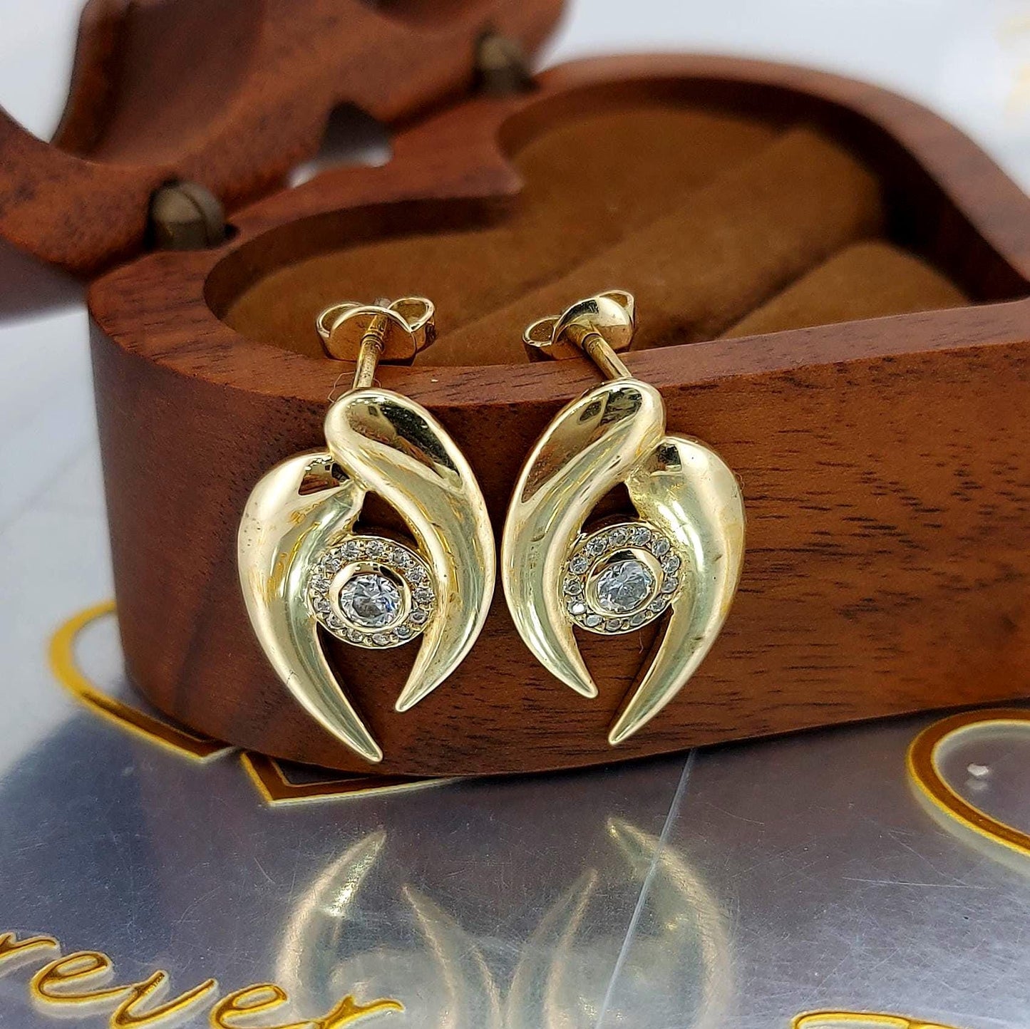 14k Gold Round cut Diamond Earrings , Lab Diamond Studs, Lab Grown Diamond, Solid Gold Studs, Unique design Earrings, Perfect Gift Moissanite engagement ring in Gold or Platinum — custom handcrafted by Forever For Love