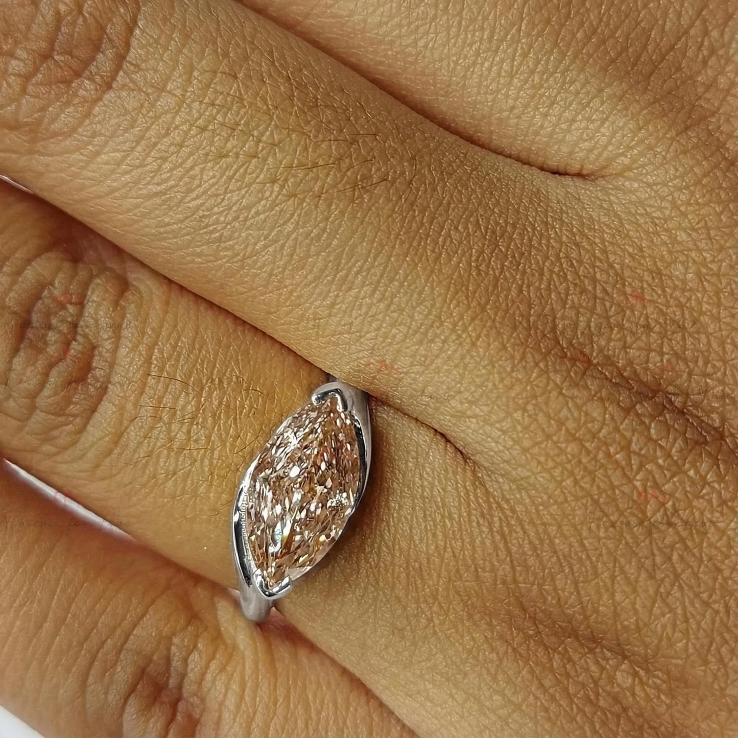 IGI Certified Marquise Lab Diamond Engagement Ring Marquise cut 1Ct Moissanite Brilliant Cut engagement ring in 935 Argentium Silver — custom handcrafted by Forever For Love