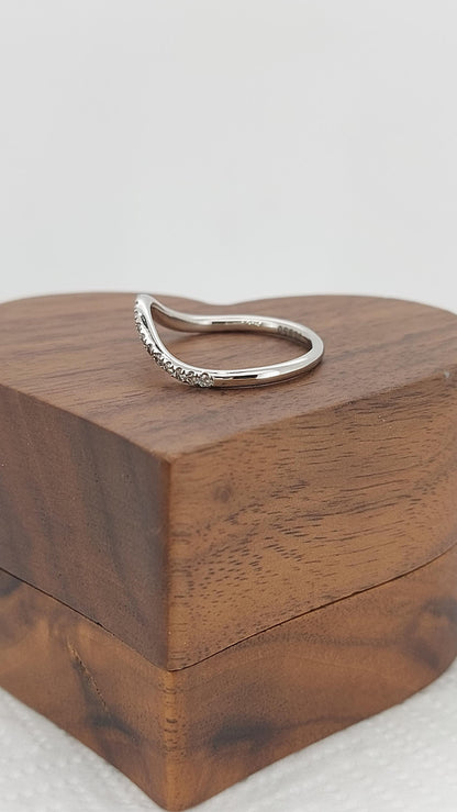Solid gold Curvy Half Eternity Ring, stacking UK Hallmark Wedding Band- Diamond wedding band - matching wedding band