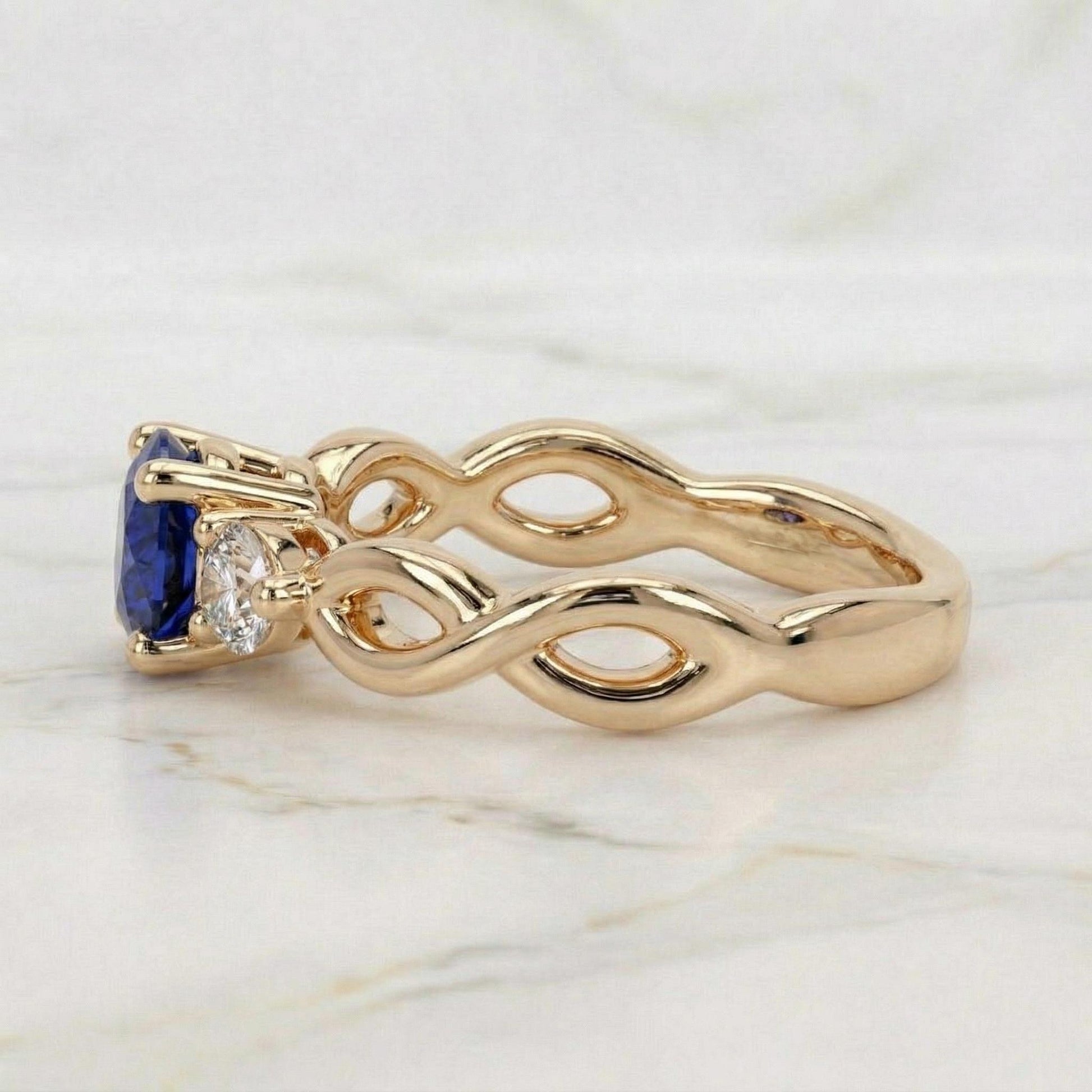 Round Blue Sapphire Engagement Ring
