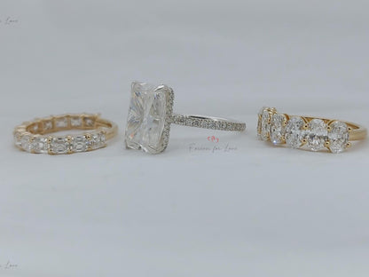5.5 Ct Radiant Diamond, Moissanite Hidden Halo Engagement Ring