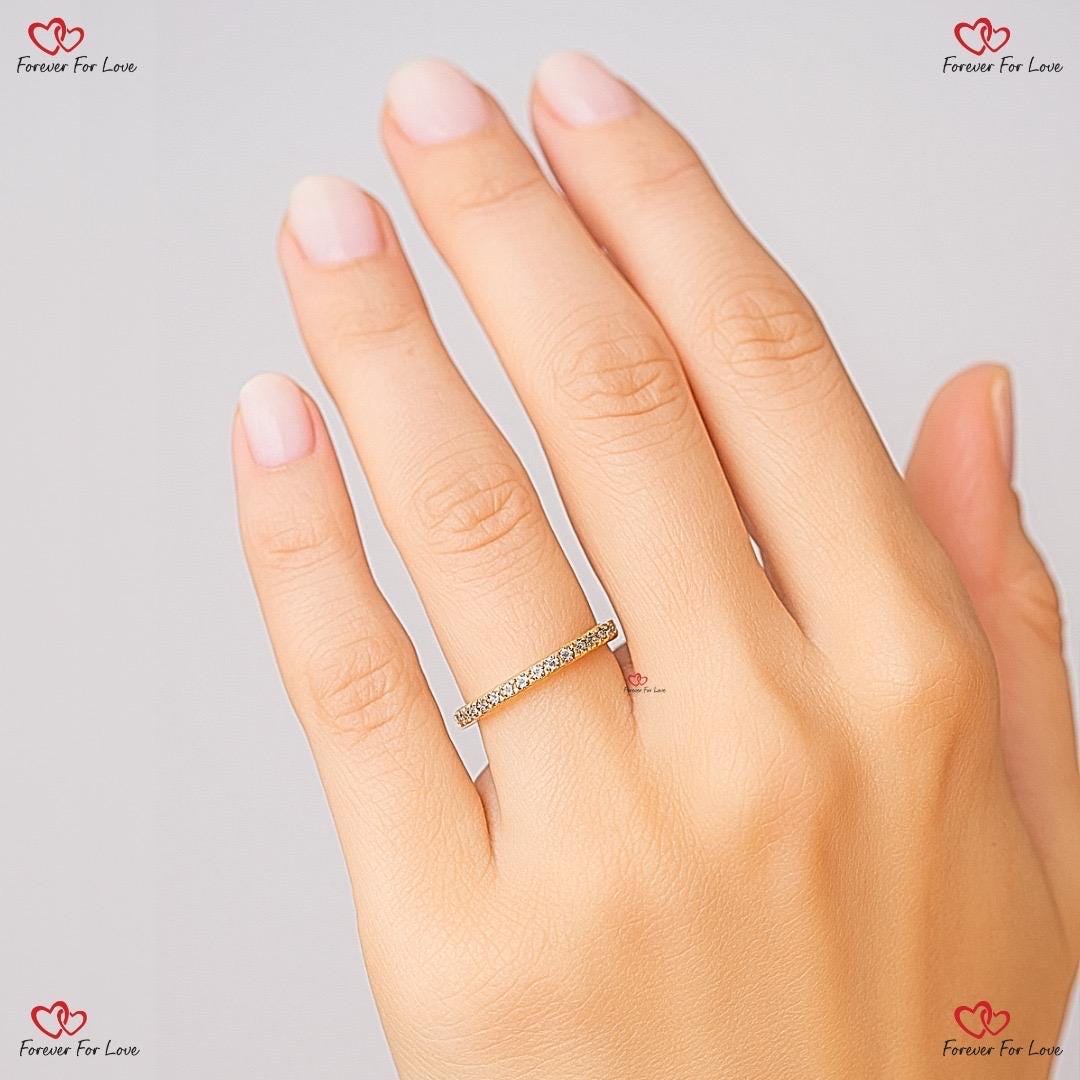 Round Moissanite Half Eternity Band