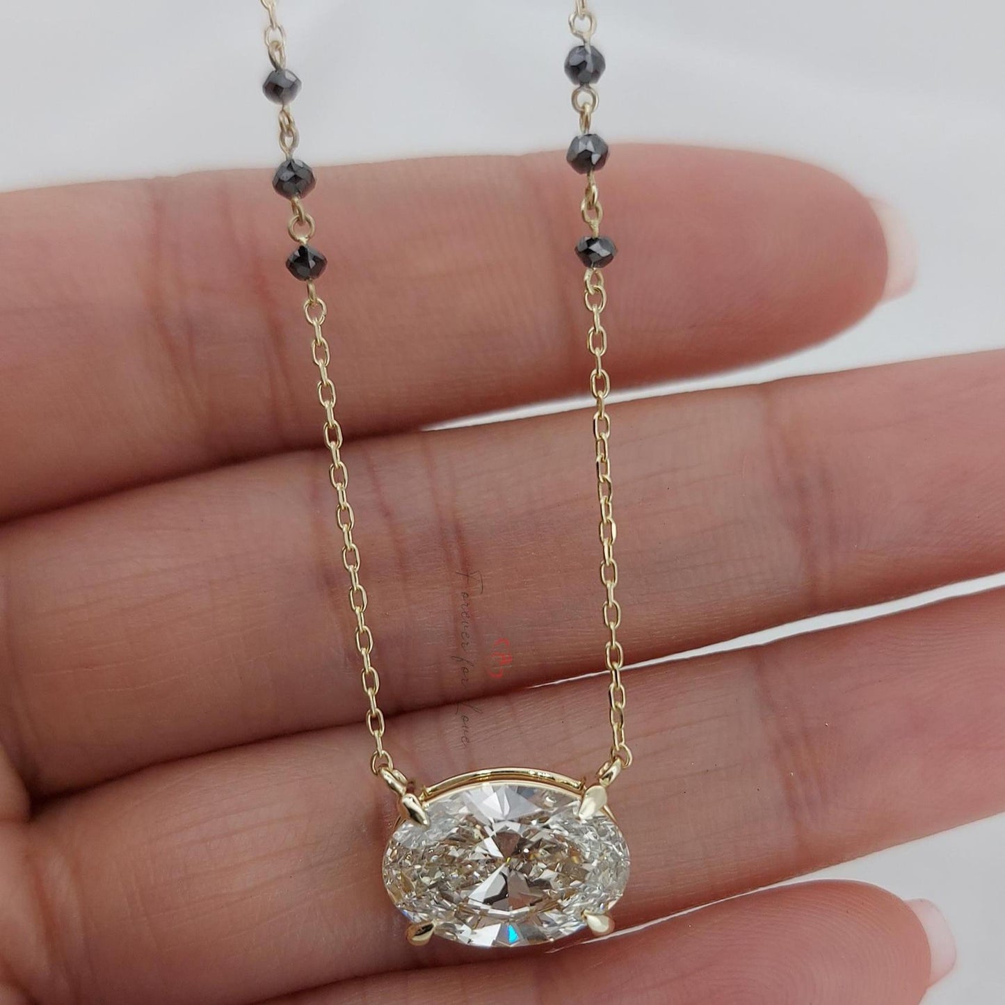 18 Karat Gelbgold Laborgezüchteter 4-Krappen-Diamant 3 Karat Schwarze Diamanten Mangalsutra Halskette IGI-zertifiziert Moissanite engagement ring in Gold or Platinum — custom handcrafted by Forever For Love