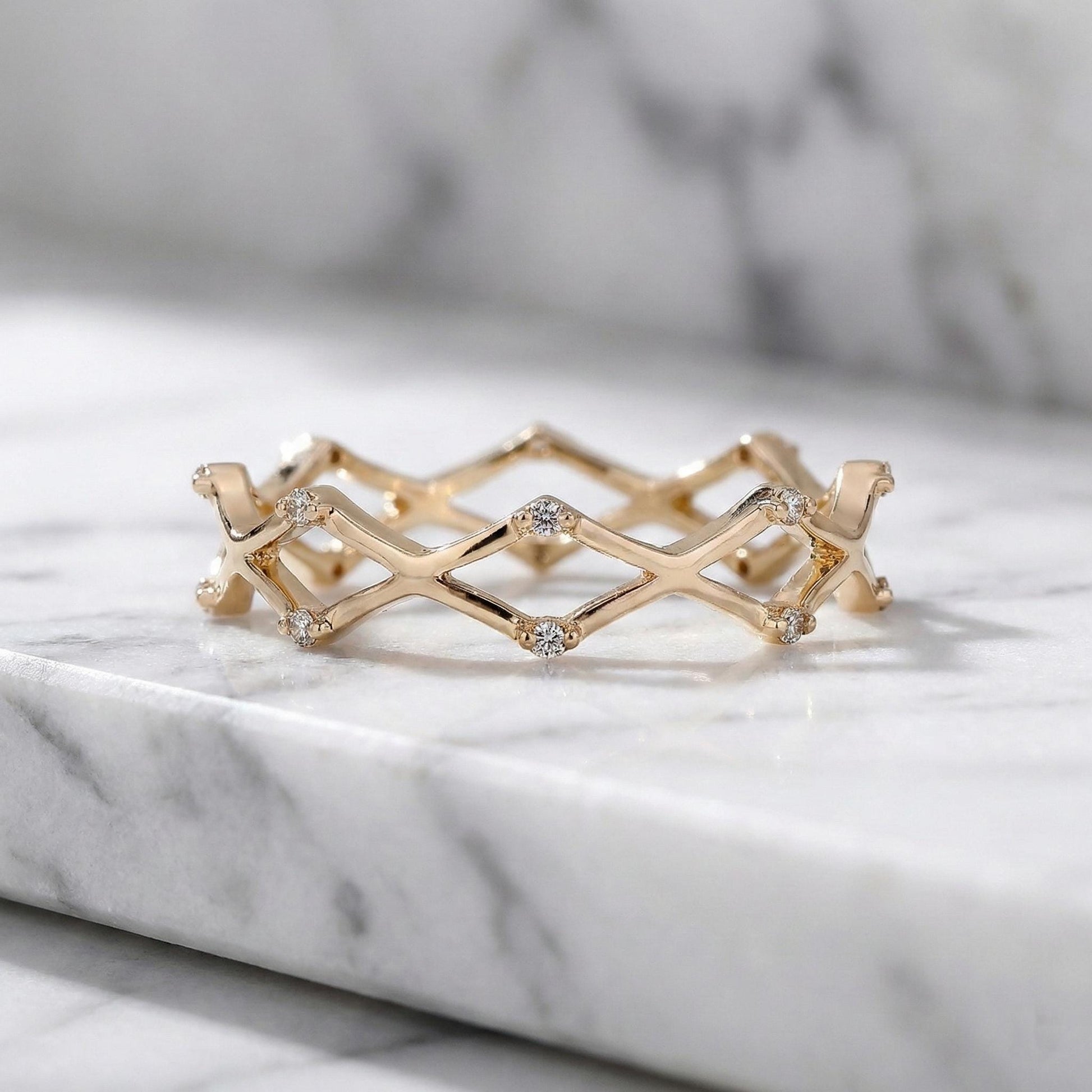Genuine Lab Grown Diamond Ring X Criss Cross Ring Unique Minimalist Statement Ring Dainty Daily Wear Ring Solid 10k 14k 18k Gold Ring Gift