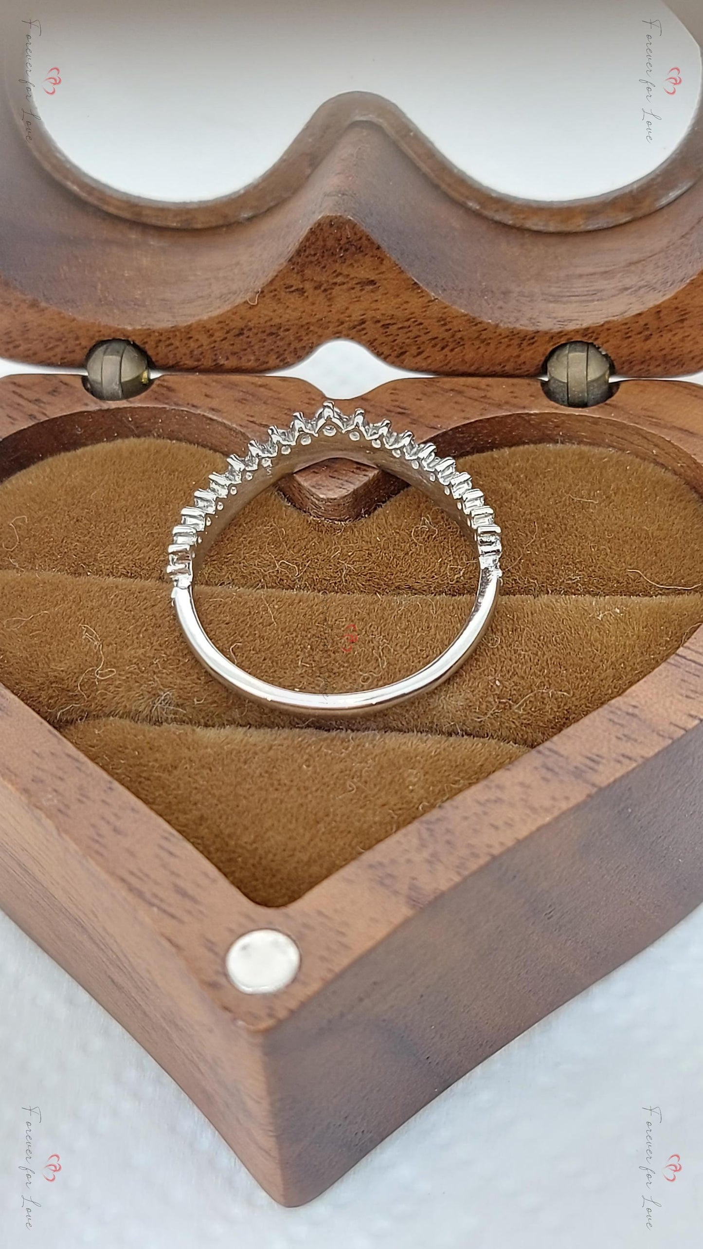 Solid gold Curvy Half Eternity Ring, stacking UK Hallmark Wedding Band- Diamond wedding band - matching wedding band Round cut Moissanite Brilliant Cut engagement ring in 935 Argentium Silver — custom handcrafted by Forever For Love