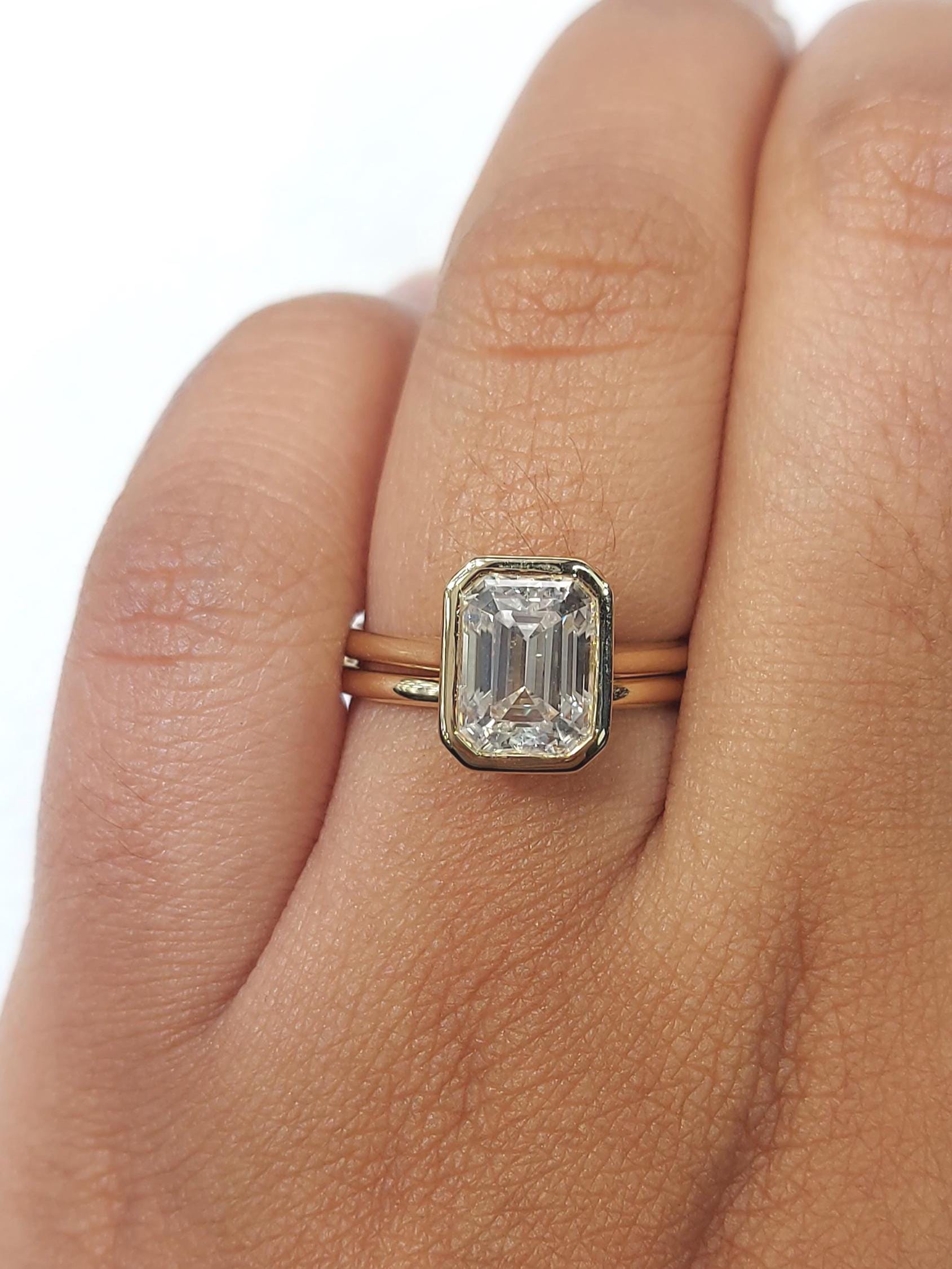 1.5 Ct Emerald Lab Diamond, Emerald Wedding Band