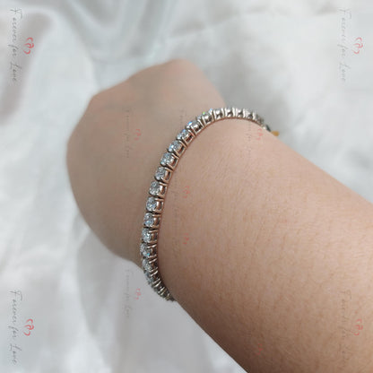 14K White Gold Lab-Created 4-Prong Diamond Elastic Tennis Bracelet 5 CTW E, VS1 birthday gift for Mom