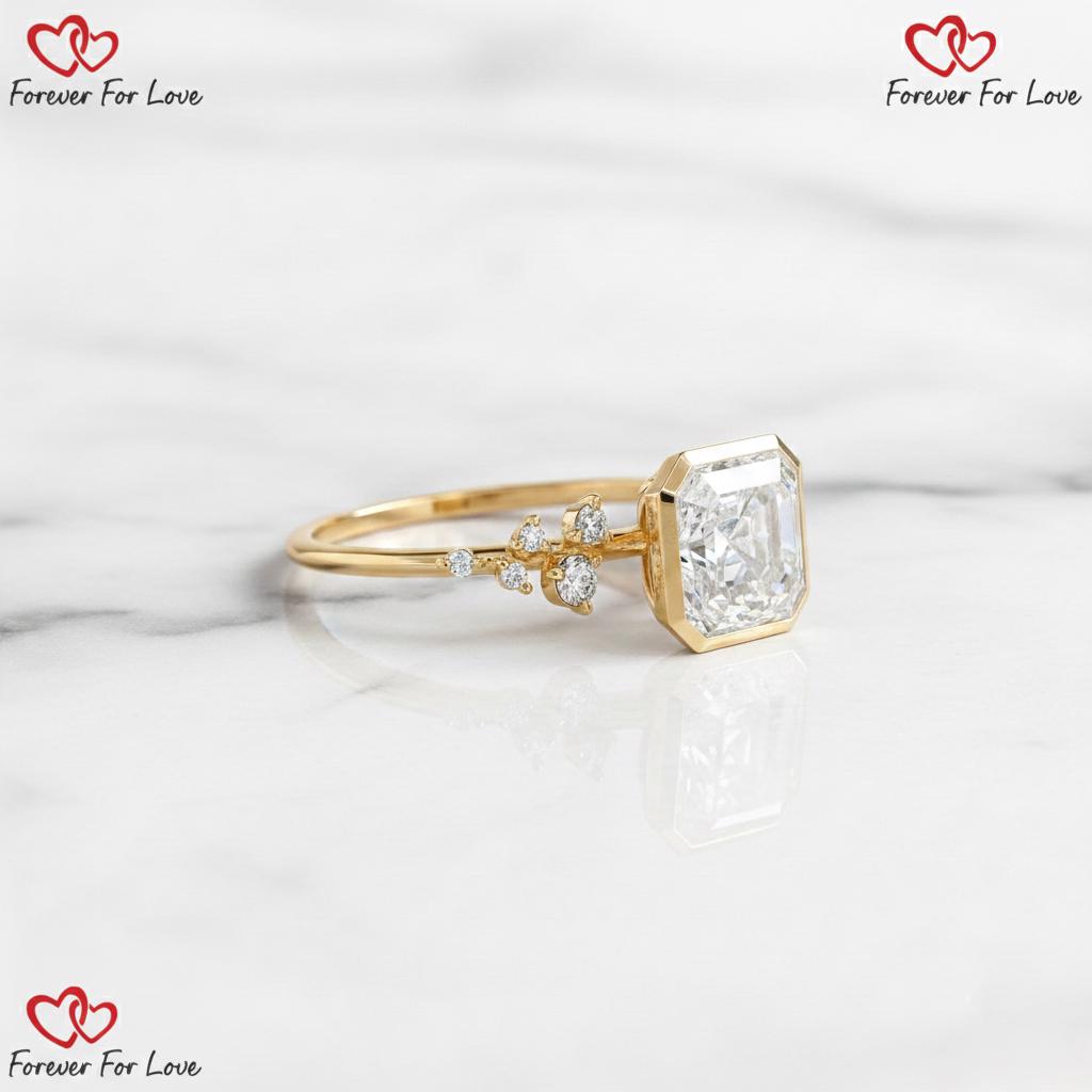 2.7 Ct IGI Certified Asscher Lab Diamond Solitaire Engagement Ring Asscher cut 1Ct Moissanite Brilliant Cut engagement ring in 935 Argentium Silver — custom handcrafted by Forever For Love