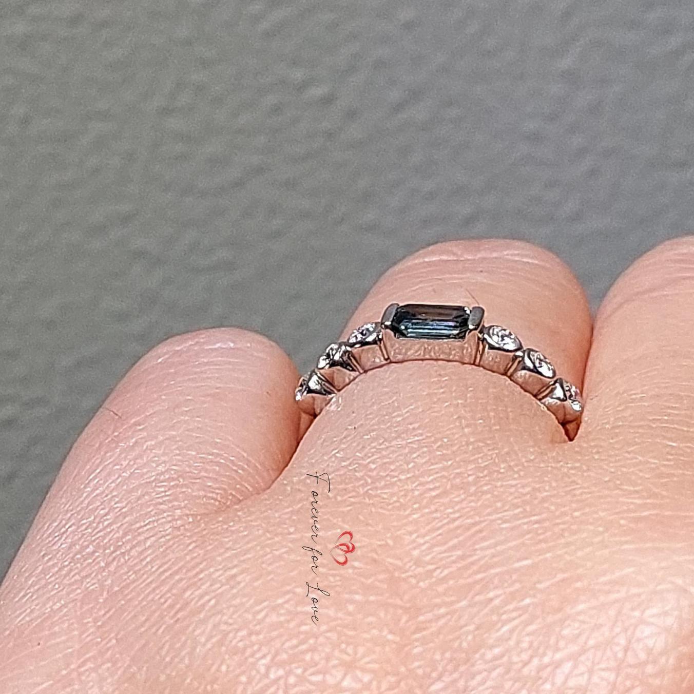Baguette Blue Diamond, Sapphire Engagement Ring