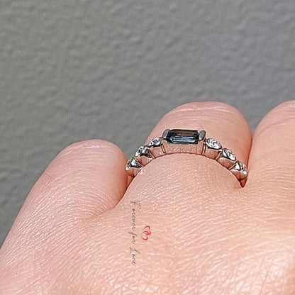 Baguette Blue Diamond, Sapphire Engagement Ring